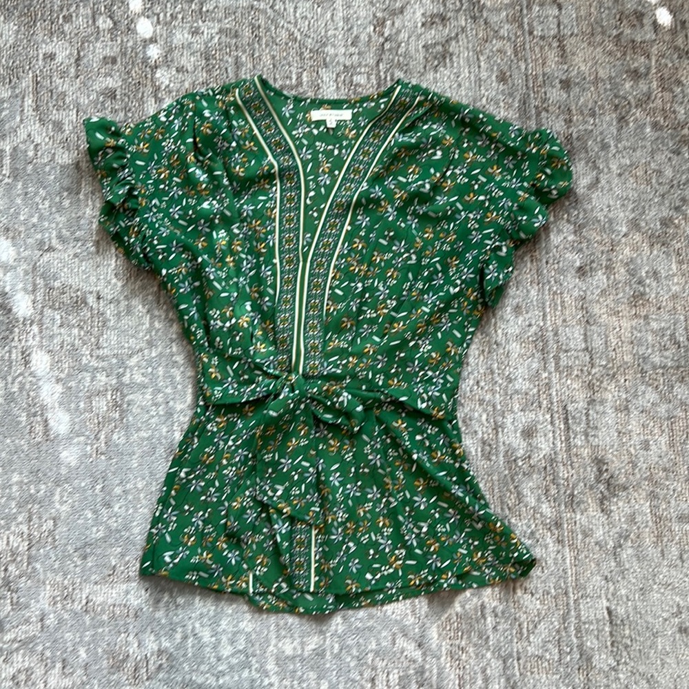 Green Floral Top